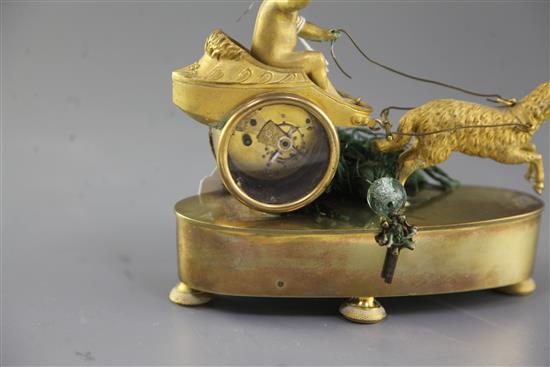 A 19th century Empire style ormolu desk timepiece, height 7in. width 7.75in.